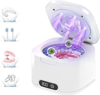 No Brand Limpiador Ultras&oacute;nico Y Dispositivo De Limpieza Dental Con Luz Uv Para Pr&oacute;tesis Dentales, Retenedores, Cabezales De Cepillos De Dientes Y Joyas, Color