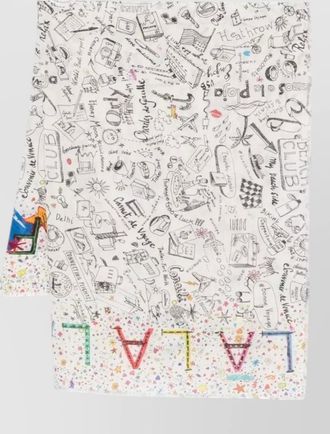 Faliero Sarti graphic travel scarf frayed edges