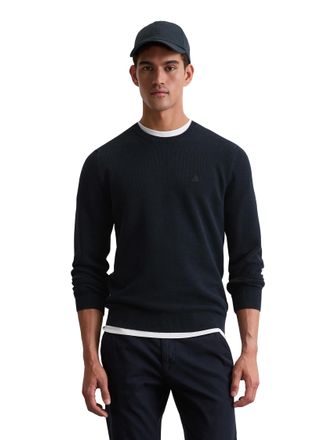 Marc O'Polo Rundhalspullover MARC OPOLO, Herren, Gr. L, blau (marineblau), Strick, Obermaterial: 100% Baumwolle, Rundhals, B&uuml;ndchen, Pullover Rundhalspullover, in