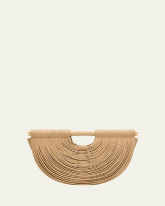 Cult Gaia Lou Draped Leather Clutch Bag