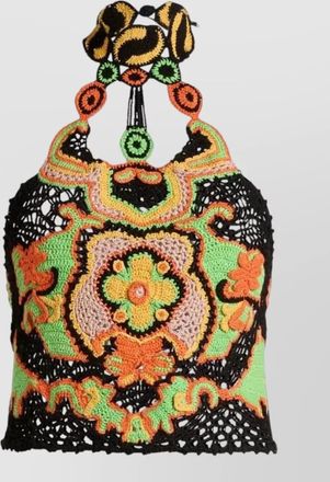 Etro crochet floral halter cropped top woman