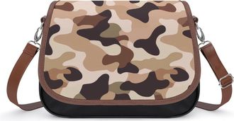 Generic Brown Camouflage Crossbody Bags for Women Shoulder Messenger Bag Purse Handbags
