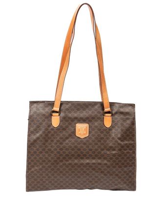 Celine Brown Macadam Coated Canvas Square Shopping Tote (Authentic Pre-Loved)