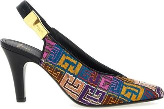 Balmain Pumps, female, Multicolor, Size: 7 1/2 US Monogram Multicolor Slingback Tara