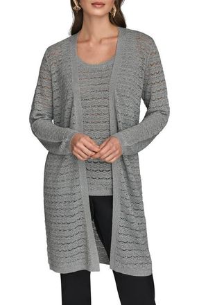 DKNY Metallic Open Cardigan in Vapor at Nordstrom, Size X-Small