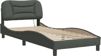 vidaXL Vidaxl - Estructura cama con led sin colchón tela gris oscuro 90x190 cm