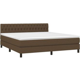 vidaXL Vidaxl - Cama Box Spring Con Colch&oacute;n Tela Marr&oacute;n Oscuro 180x200 Cm