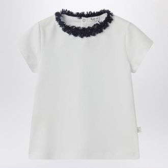 Il Gufo White T Shirt With Frayed Neckline
