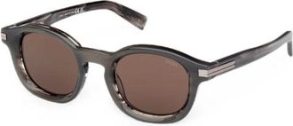 Ermenegildo Zegna EZ0229 Acetate Round-Frame Sunglasses - Grey