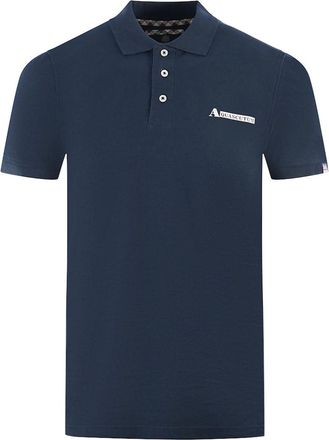 Aquascutum Mens Aquascutum Boxed Logo Navy Blue Polo Shirt - Size: 40