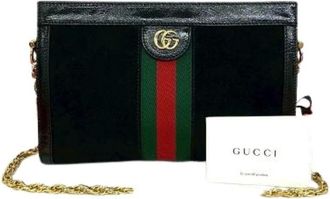 Gucci Vintage, unisex, Zwart, ONE Size, Leer, Pre-owned Ophidia Suede Patent Leather Shoulder Bag