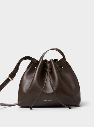 Mansur Gavriel Womens Secchio chocolate brown grained leather crossbody bag