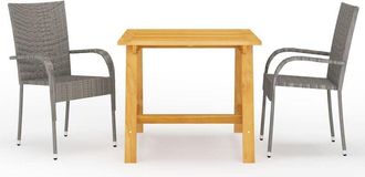 vidaXL Juego De Comedor Para Jard&iacute;n 3 Piezas Gris Vidaxl