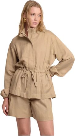 Kocca Jassen, Dames, Beige, XS, Chique Jas met Elastische Taille