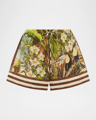 Alemais Toucan Tango Linen Shorts