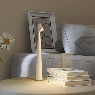 OEM L&aacute;mpara De Mesa Peque&ntilde;a Recargable Inal&aacute;mbrica Blanca - L&aacute;mpara Port&aacute;til Que Cuida La Vista Para Interiores, Estudio, Mesita De Noche