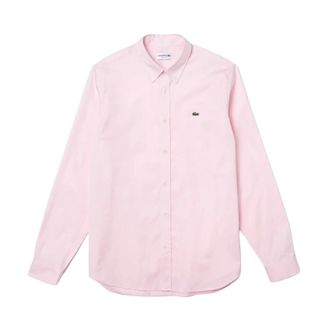 Lacoste Regular Fit Katoenen Overhemd - Heren - Casual Overhemden - Roze - 2XL - Katoen - Overhemden