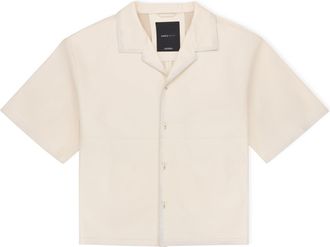 Purple Antique White Leather Short Sleeve Shirt