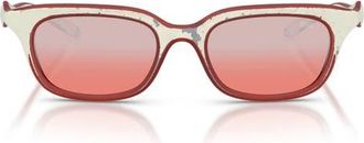 Diesel DL3013U 50mm Square Sunglasses in White Barrelling Red /Red at Nordstrom