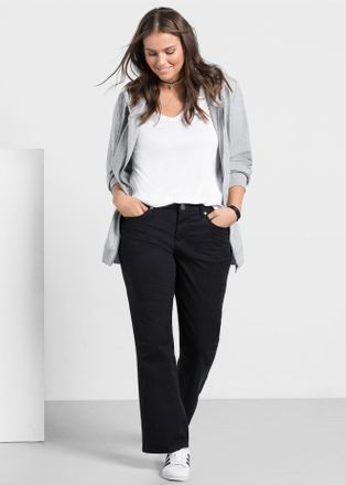 Sheego Bootcuthose SHEEGO, Damen, Gr. 50, Normalgr&ouml;ssen, schwarz, 97% Baumwolle, 3% Elasthan, unifarben, Hosen Bootcuthose