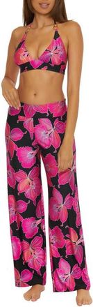 Trina Turk Fluery Cover-Up Pants in Black/pink Multi at Nordstrom, Size Medium