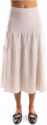 Marella Beige Cashmere Midi Rok Regular Fit - Dames - Midirokken - Roze - M - Wol - Rokken