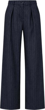 Nenette Palazzo Broek met Pinstripe - Dames - Wijde Broeken - Zwart - L - Polyester - Broeken