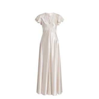 Alberta Ferretti Bias-Cut Satin Gown - female - Alberta Ferretti - Gowns - Beige - 2XS - Dresses
