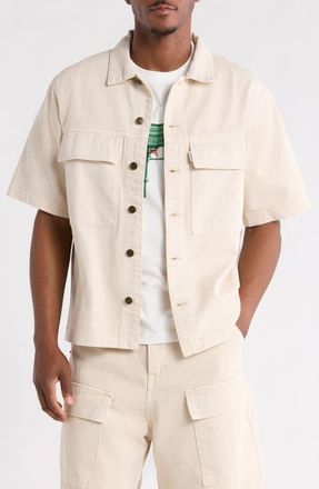 Criminal Damage Mechanic Button Front Shirt in Washed Stone at Nordstrom, Size Xx-Large