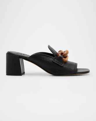 Pedro Garcia Umita Leather Chain Loafer Mules