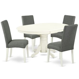 East West Furniture Dining Room Set Linen White, AVDR5-LWH-07