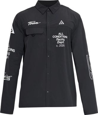 Nike Aireez Button-Up Long-Sleeve Top - Heren - Skatekleding - Grijs - S - Nylon - Fitness