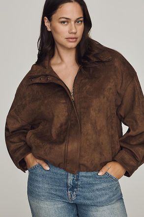 Maeve Imara Faux-Suede Funnel-Neck Jacket