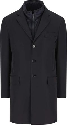 Fay Double Coat in Stretch Gabardine - Heren - Mantel - Blauw - 2XL - Polyester - Jassen