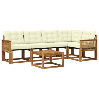 vidaXL Conjunto De Sof&aacute;s De Exterior Con Coj&iacute;n 6 Pcs Natural Y Crema Vidaxl