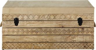 Maisons du monde Banco ba&uacute;l de mango y algod&oacute;n beige oscuro