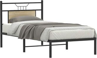 vidaXL Bed Frame without Mattress Sonoma Oak 75x190 cm Small Single Engineered Wood Vidaxl