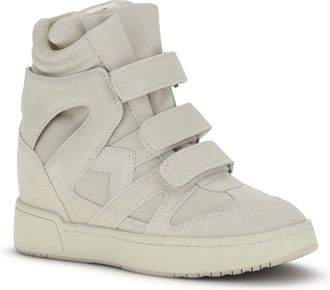 Isabel Marant Womens Wedge Leather Sneakers Im3-Gz Ecru