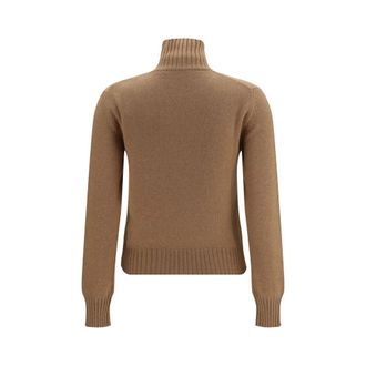 Ami Cashmere Turtleneck Sweater - Brown