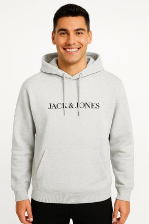 Jack & Jones Kapuzensweatshirt JACK & JONES JORBILLYBURG SWEAT HOOD FST, Herren, Gr. L, weiss (hellwei&szlig; detail:melange), angeraute Sweatware, Obermaterial: 60% Bau