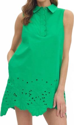 Entro Sleeveless Eyelet Mini Dress In Green