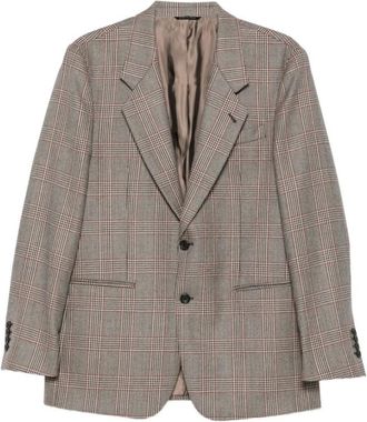 Reveres 1949 Prince of Wales Check Single-Breasted Blazer - Heren - Blazers - Grijs - L - Leer - Jassen