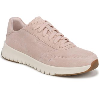 Vionic Uptown Metallic Suede Sneaker in Cameo Rose at Nordstrom, Size 7.5
