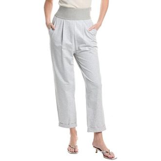 Brunello Cucinelli WomenS Silver Cotton Blend Relaxed Trousers, Size M
