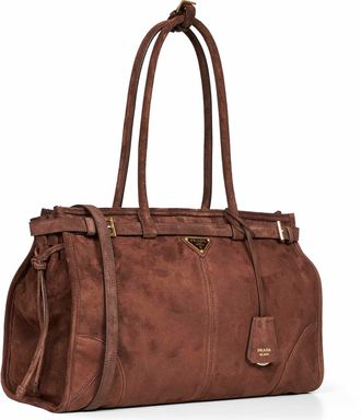 Prada Womens Handbag Bonnie Brown Calf Leather Handbags Hand Bags