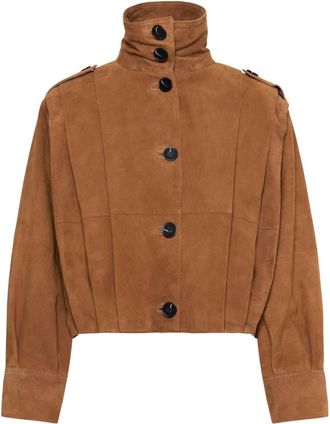MY ESSENTIAL WARDROBE Leren Jassen - Dames - Leren en Su&egrave;de Jassen - Bruin - L - Leer - Jassen