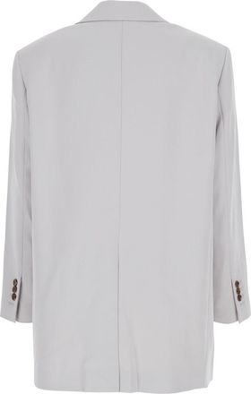 Theory Womens Grey Single Breasted Jacket With Classic Lapels Metallic Triacetate Blazers