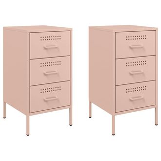 Berkfield Home Bedside Cabinets 2 pcs Pink 36x39x68 cm Steel | Size: 36 x 39 x 68 cm