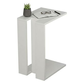 Dmora Mesa De Caf&eacute; Calliope, Mesa De Centro Baja, Revistero Para Sof&aacute;, Estante De La Sala De Estar, 30x40h57 Cm, Blanco, Con Embalaje Reforzado - Dmora