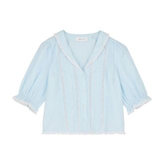 Skall Studio Magnolia Short Sleeve Blouse - female - Skall Studio - Shirts - Blue - L - Blouses & Shirts
